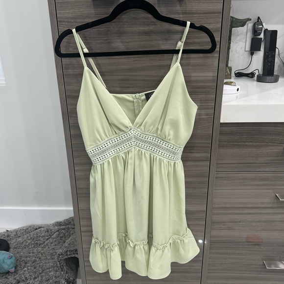 Cider solid hollowed out ruffle mini dress - Picture 2 of 6